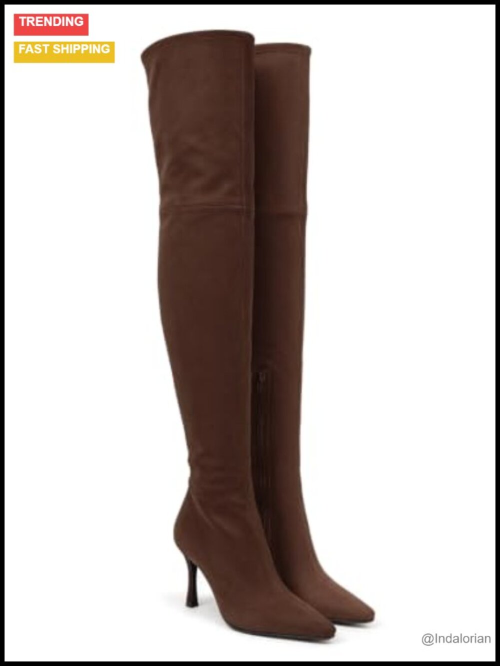 Faux Suede Over the Knee Boots Kitten Heel Side Zip Thigh High